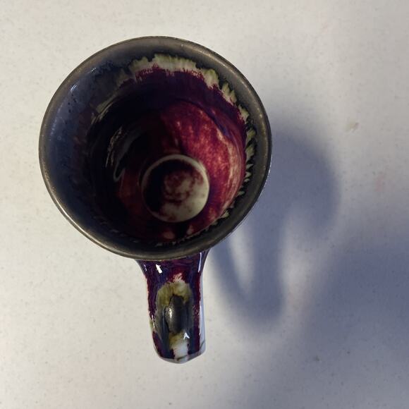 Edgecomb Potters ART POTTERY Mug LARGE Maroon Blue Drip Glaze - Picture 9 of 15